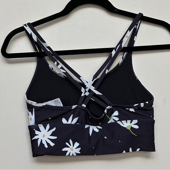 Hurley 2 Piece Black Big Daisy Floral Double Cross Sports Bra Short Set Size XS - Picture 5 of 16